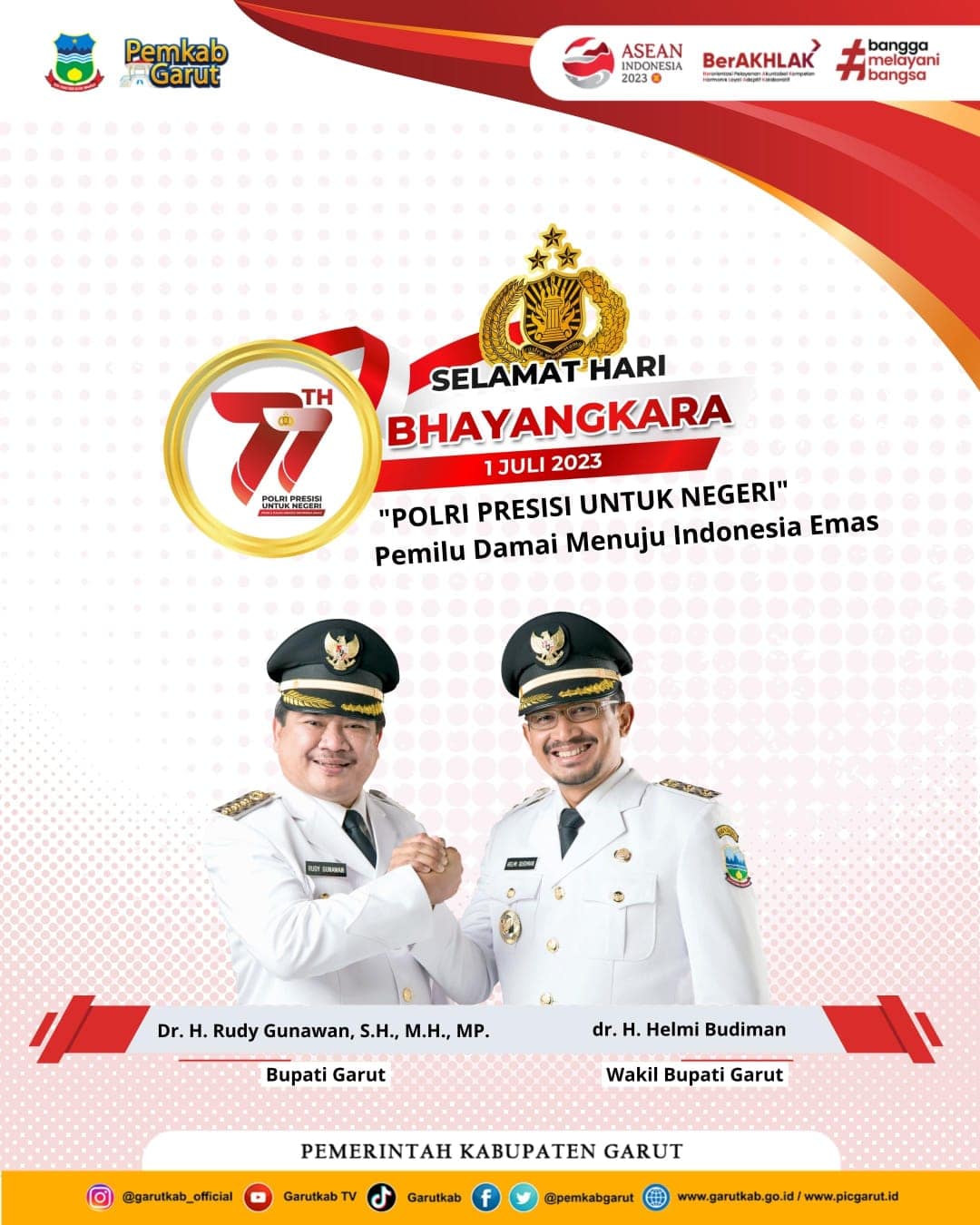 panplet HUT Bayangkara RI oleh Bupati dan Wakil Bupati Garut