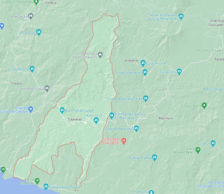 Peta Kecamatan Bungbulang dari google maps Peta Kecamatan Bungbulang dari google maps