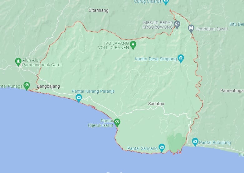 Peta Kecamatan Cibalong dari google maps Peta Kecamatan Cibalong dari google maps