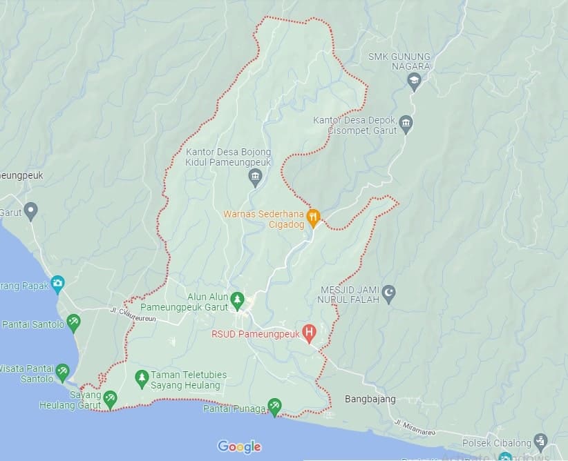 Peta Kecamatan Pameungpeuk dari google maps Peta Kecamatan Pameungpeuk dari google maps